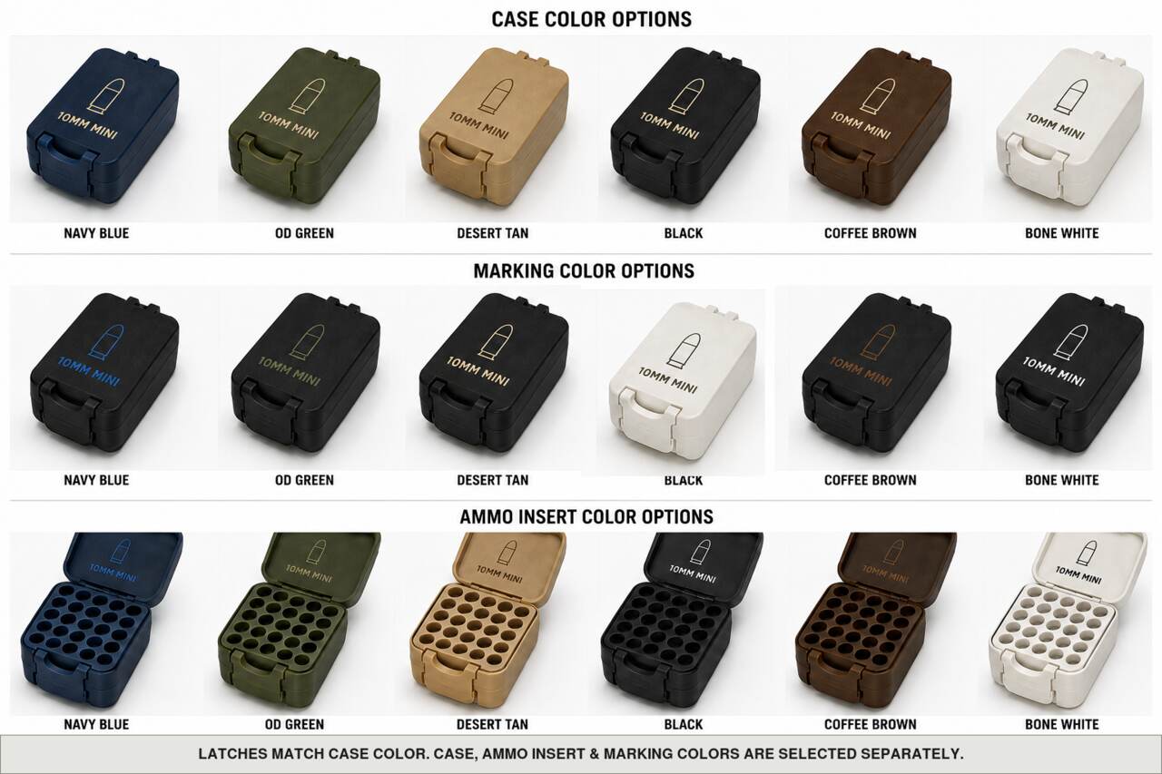 Case, ammo insert, and marking color options for 10Mm - Mini - 25 Rounds