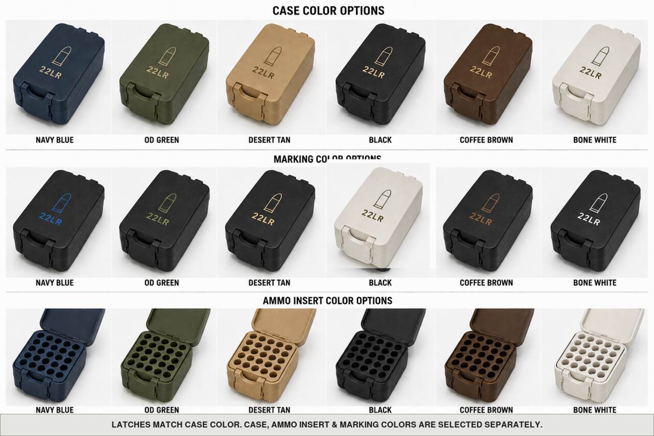 Case, ammo insert, and marking color options for 22Lr - 120/112/105 Rounds