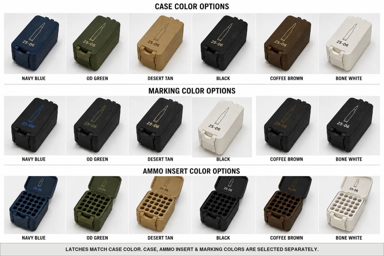 Case, ammo insert, and marking color options for 25-06 - 50 Rounds
