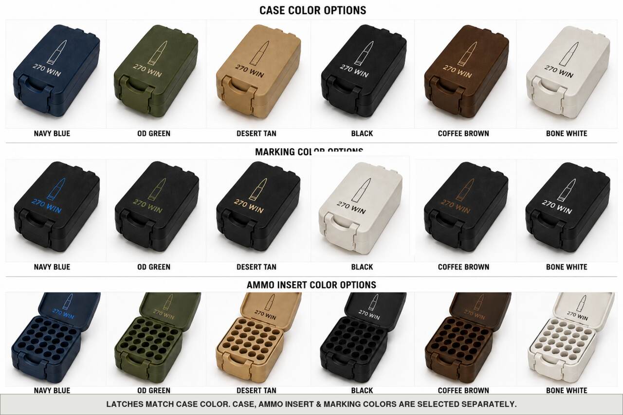 Case, ammo insert, and marking color options for 270 Win - 50 Rounds