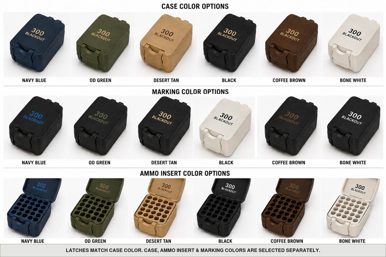 Case, ammo insert, and marking color options for 300 Blackout - 100 Rounds