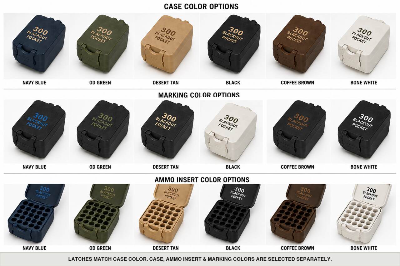 Case, ammo insert, and marking color options for 300 Blackout - Pocket - 10/15 Rounds
