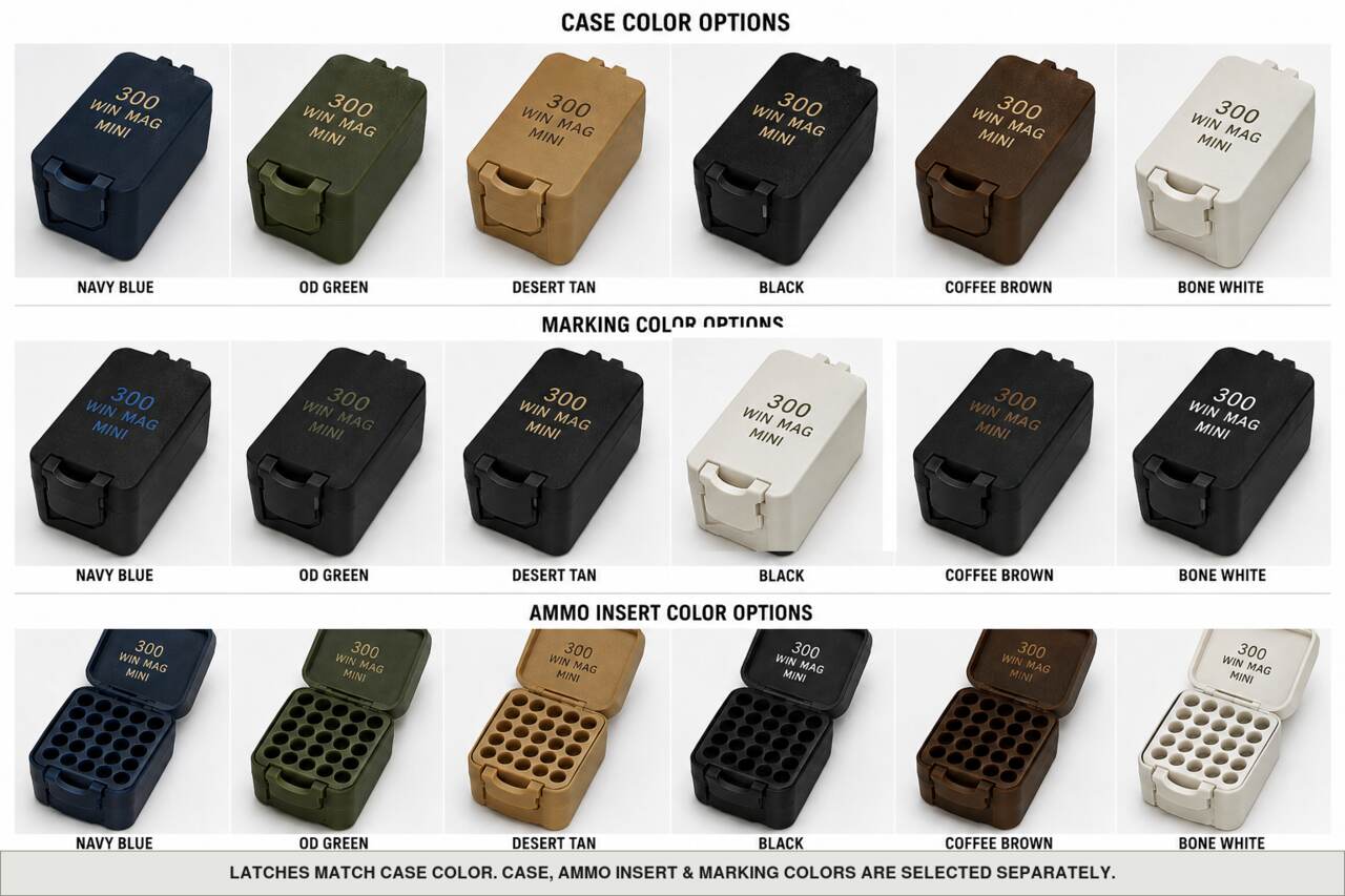 Case, ammo insert, and marking color options for 300 Win Mag - Mini - 16 Rounds