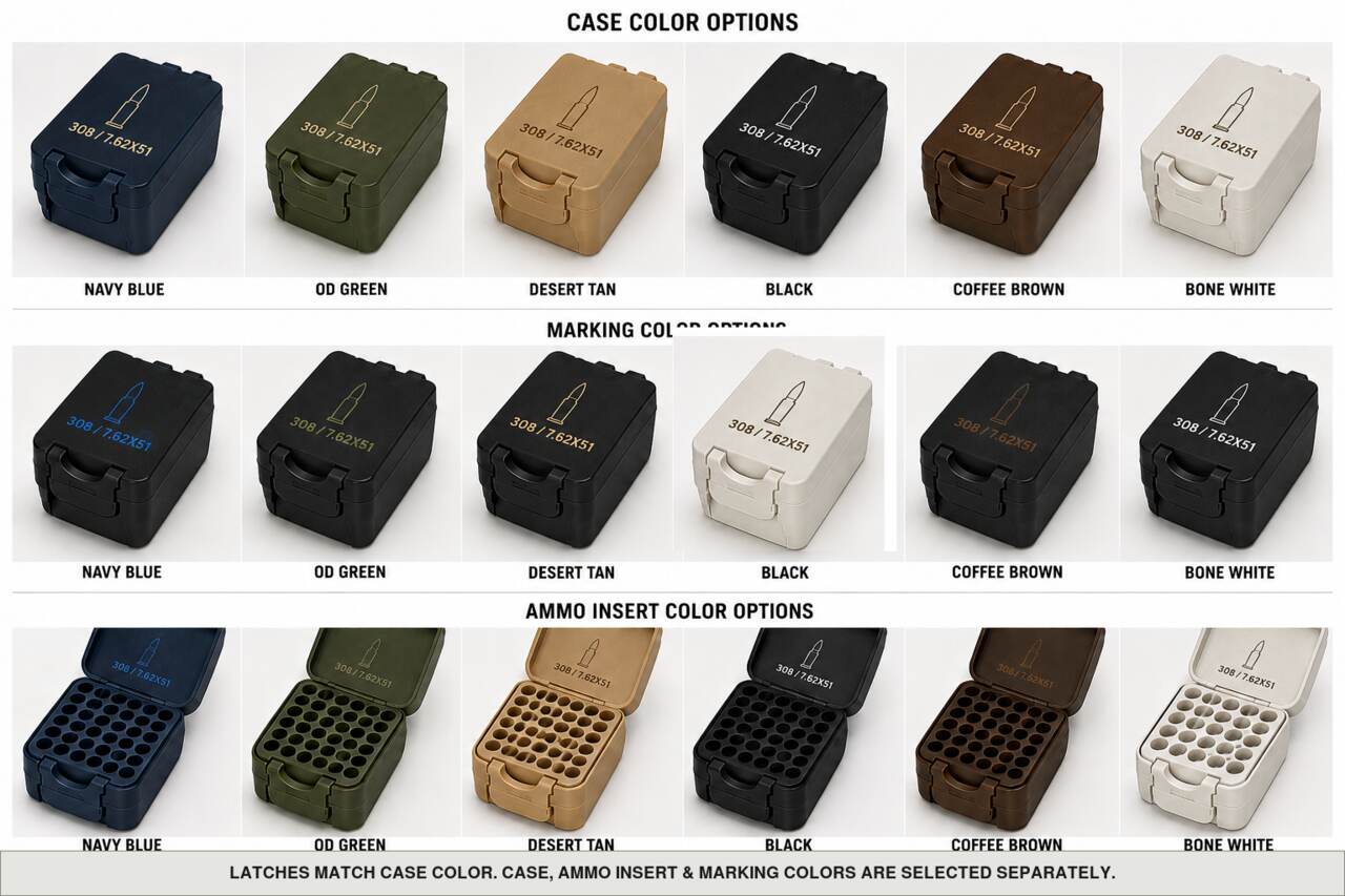 Case, ammo insert, and marking color options for 308 / 7.62X51 - 50 Rounds