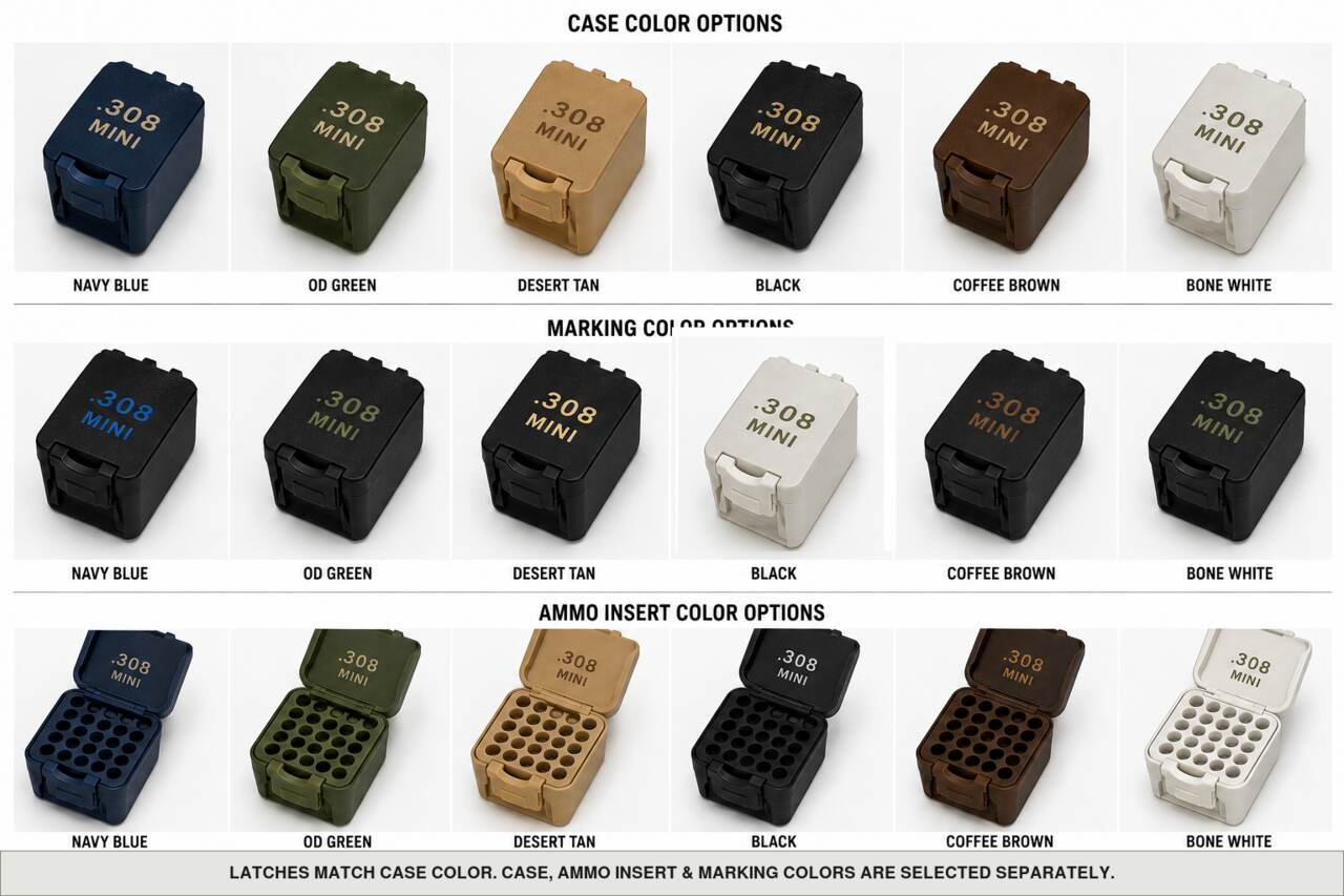 Case, ammo insert, and marking color options for 308 - Mini - 20/25 Rounds