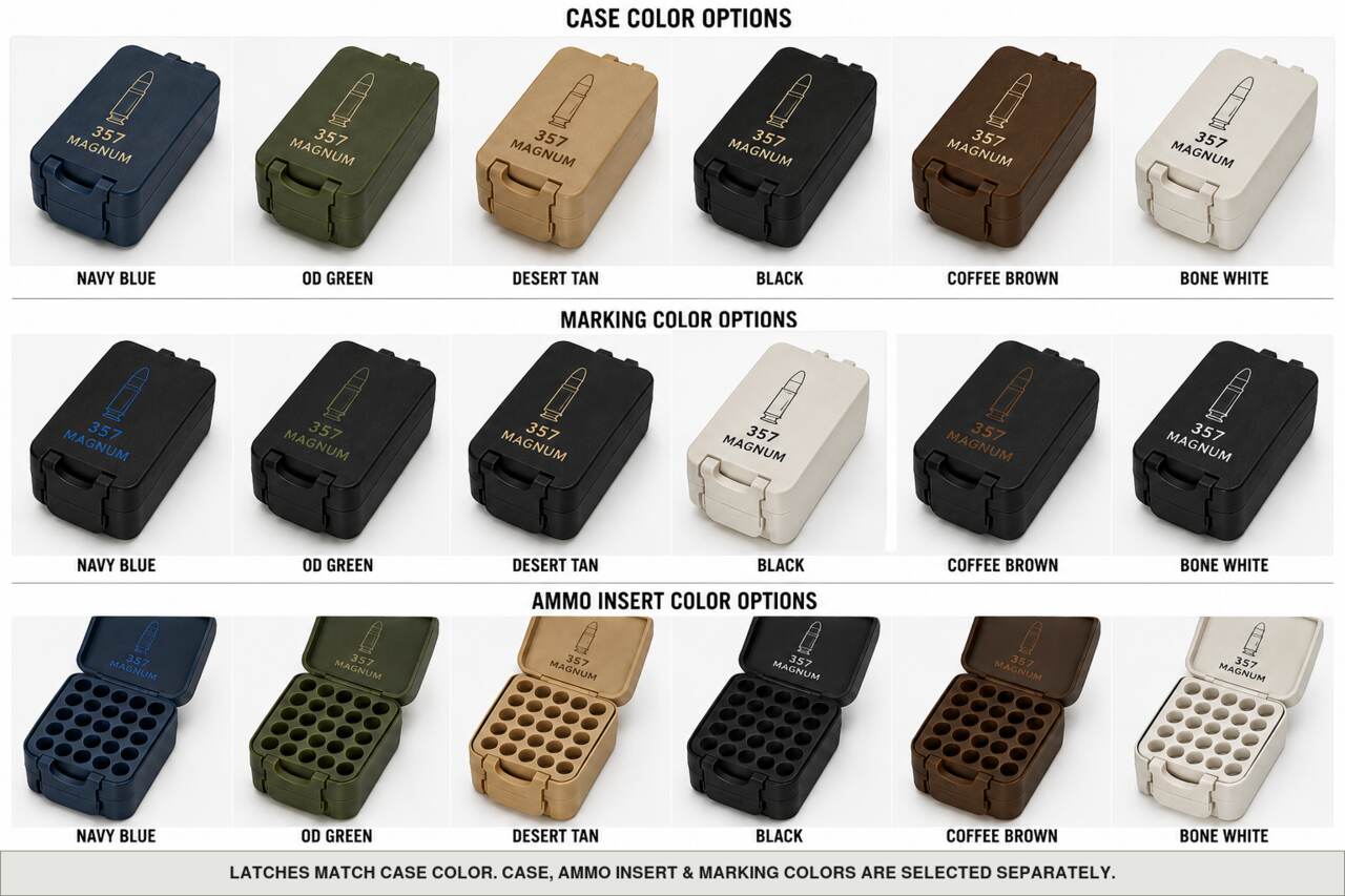 Case, ammo insert, and marking color options for 357 Magnum - 50 Rounds