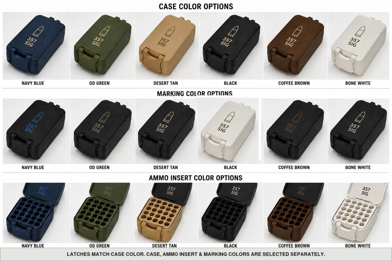 Case, ammo insert, and marking color options for 357 Sig - 50 Rounds