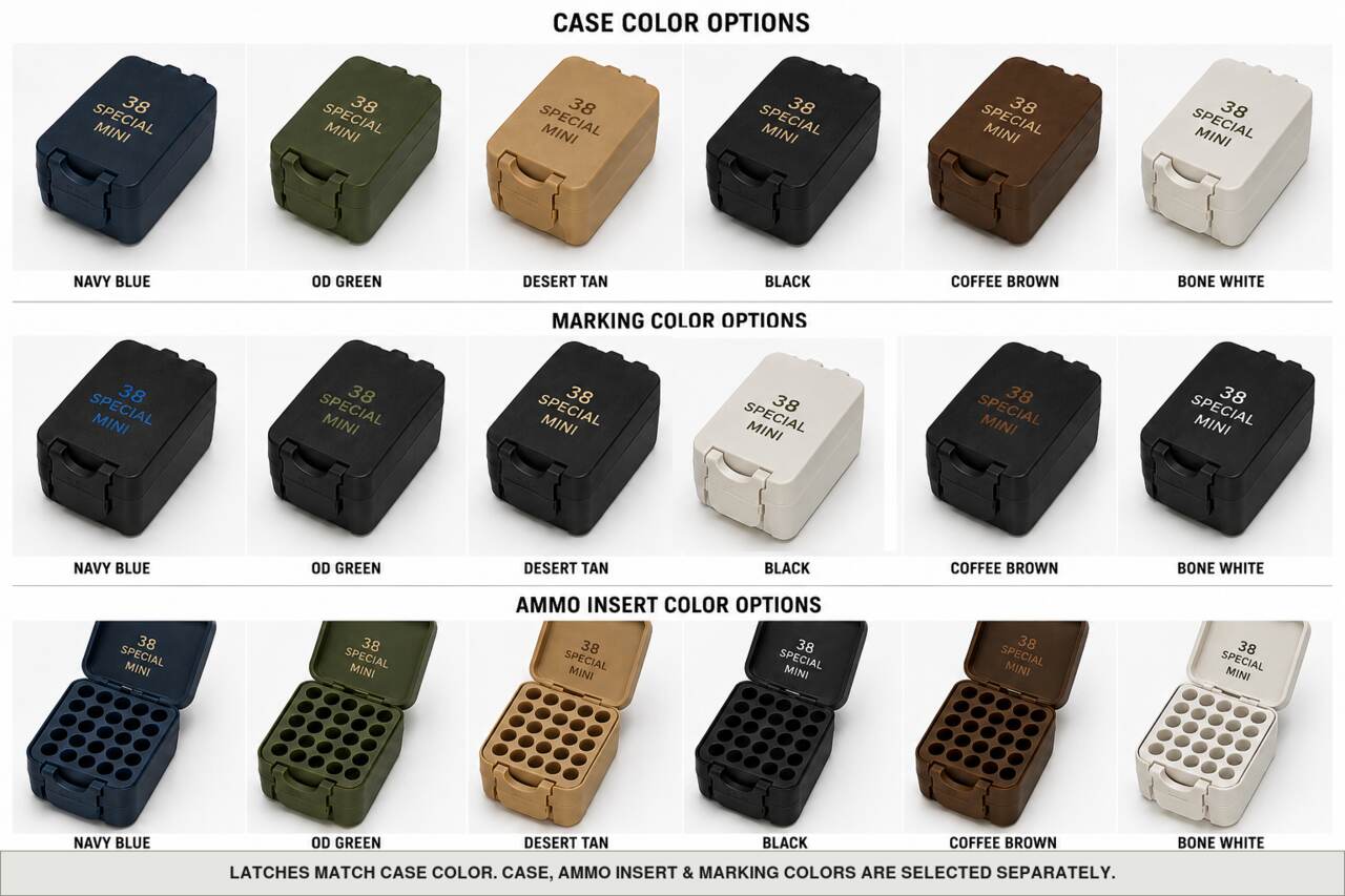 Case, ammo insert, and marking color options for 38 Special - Mini - 25 Rounds