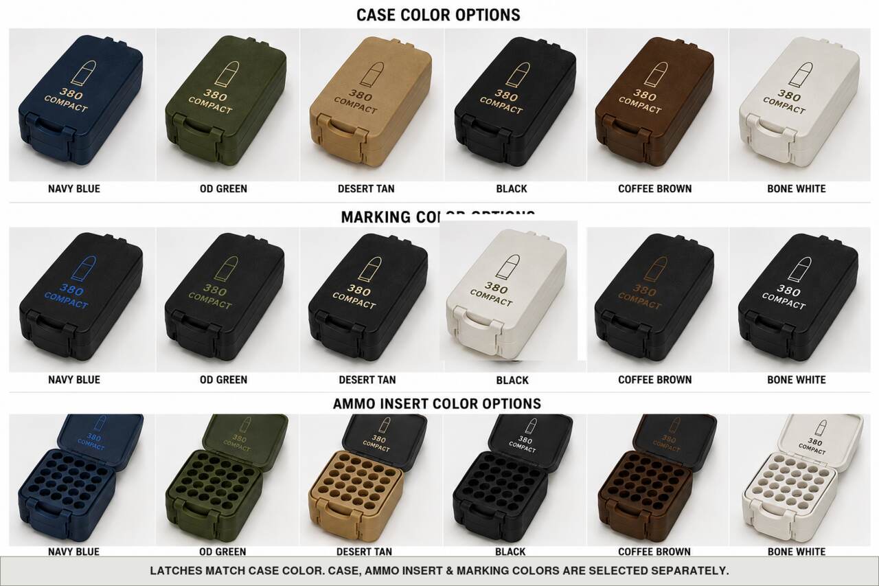 Case, ammo insert, and marking color options for 380 - Compact - 50 Rounds