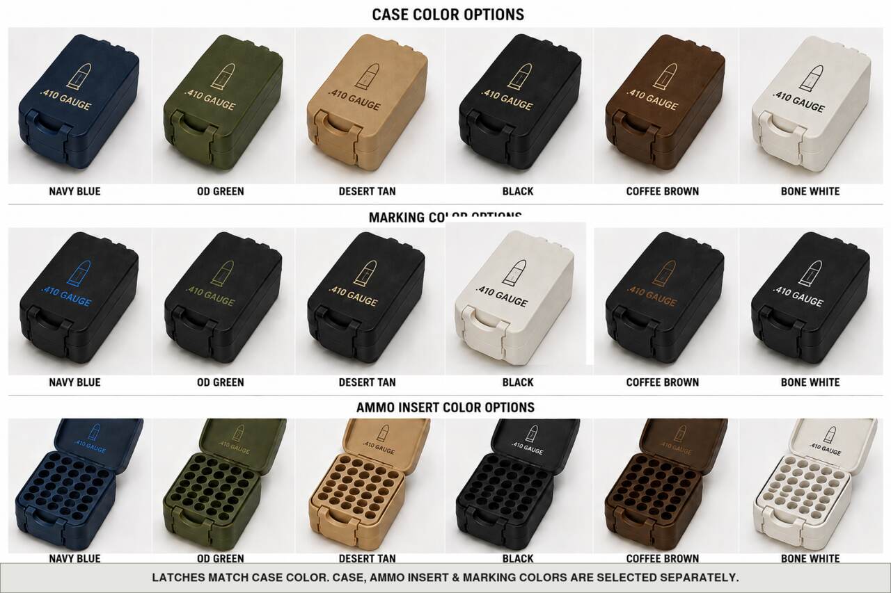 Case, ammo insert, and marking color options for .410 Gauge - 36 Shells