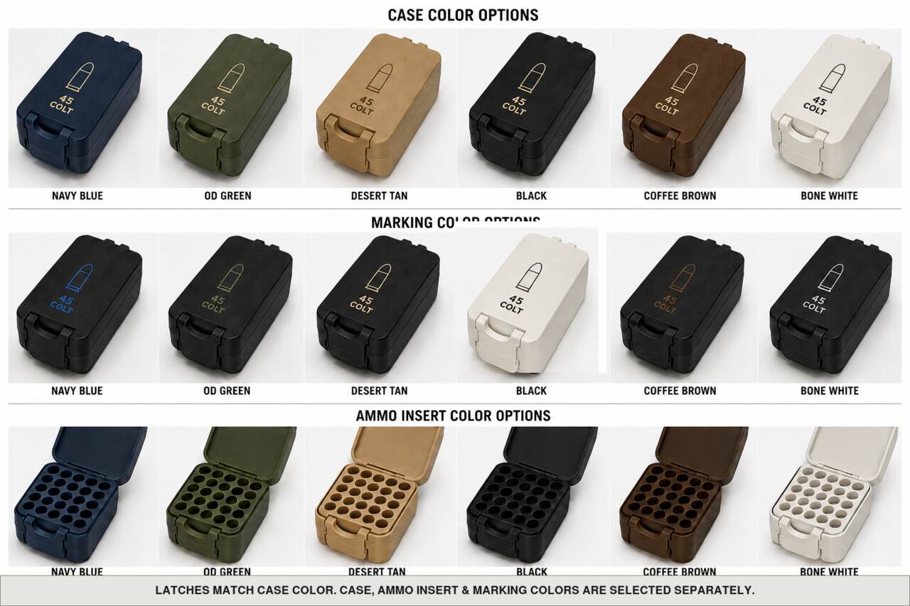 Case, ammo insert, and marking color options for 45 Colt - 50 Rounds