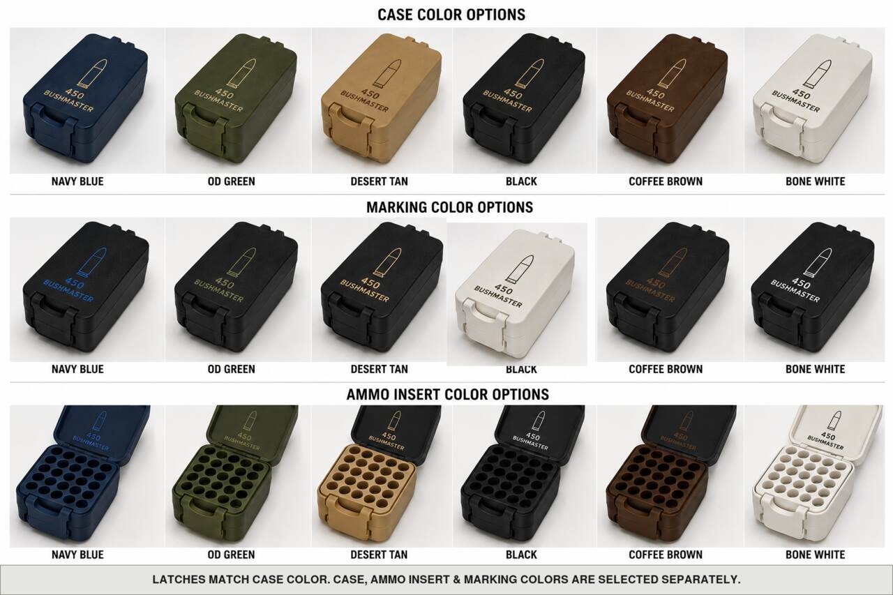 Case, ammo insert, and marking color options for 450 Bushmaster - 40 Rounds