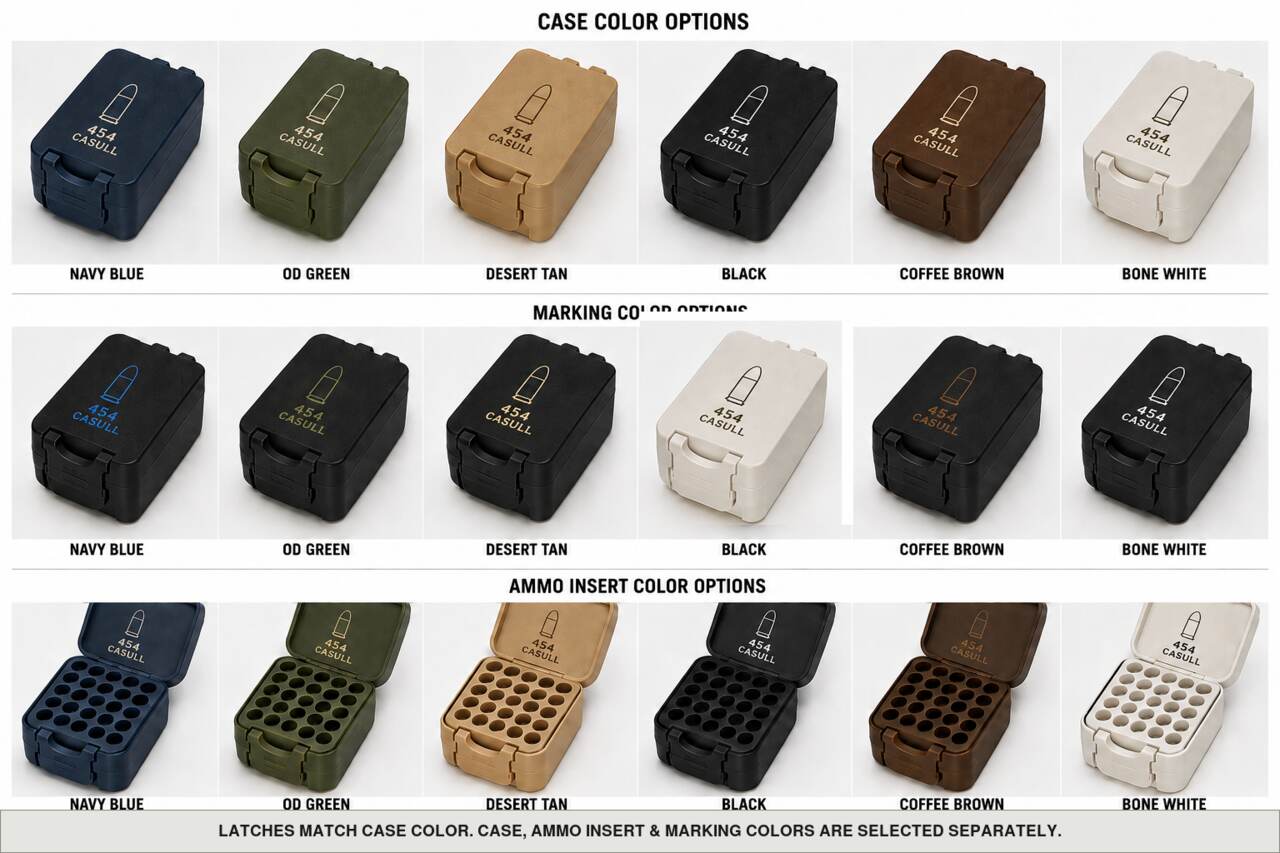 Case, ammo insert, and marking color options for 454 Casull - 50 Rounds
