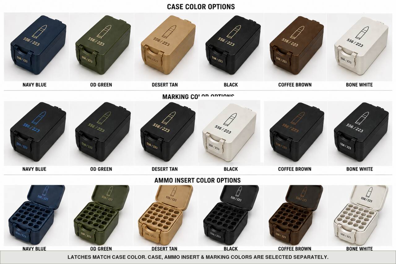 Case, ammo insert, and marking color options for 556/223 - 50/60 Rounds