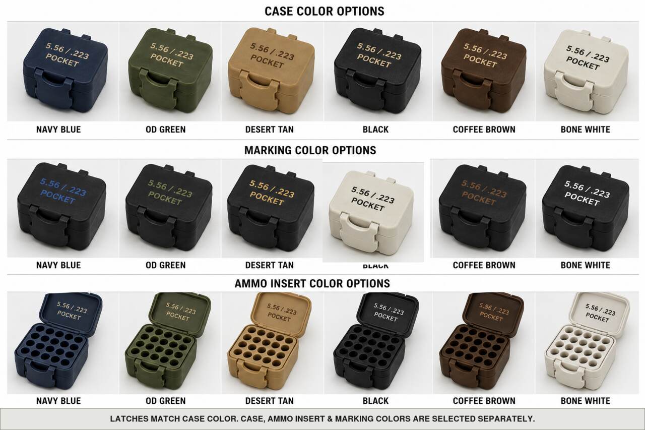 Case, ammo insert, and marking color options for 556/223 - Pocket - 10/15 Rounds