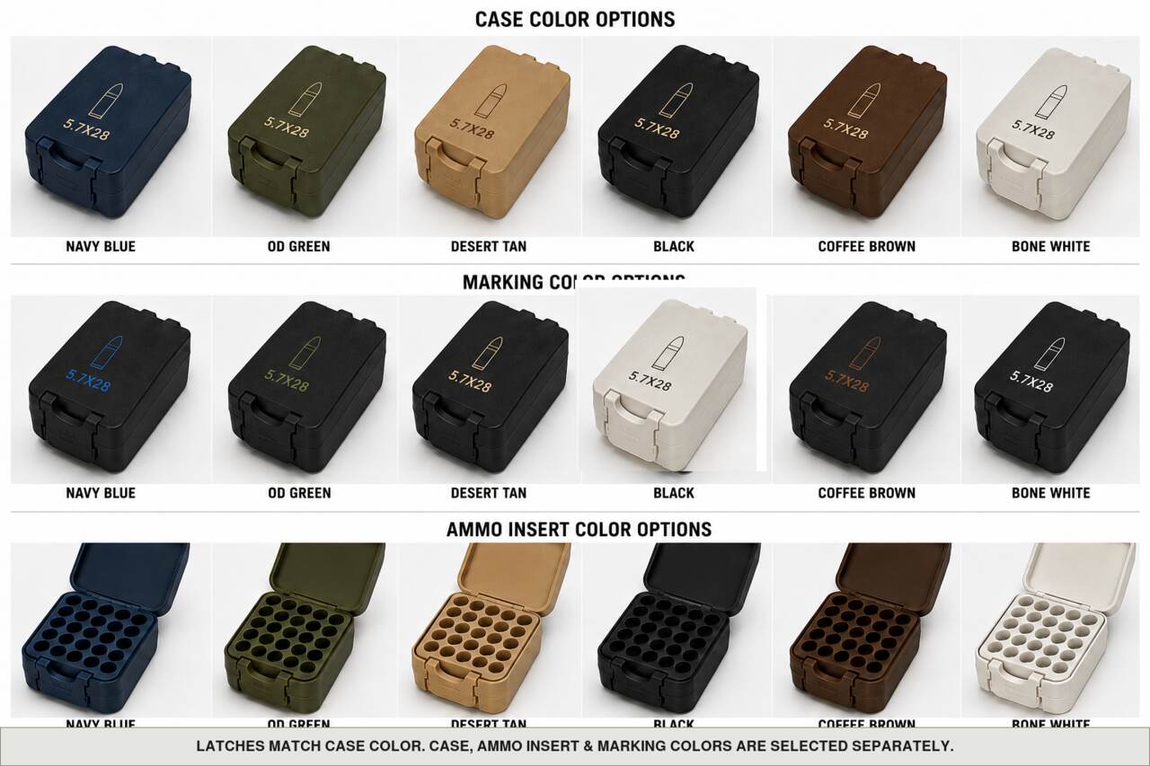 Case, ammo insert, and marking color options for 5.7X28 - 100 Rounds