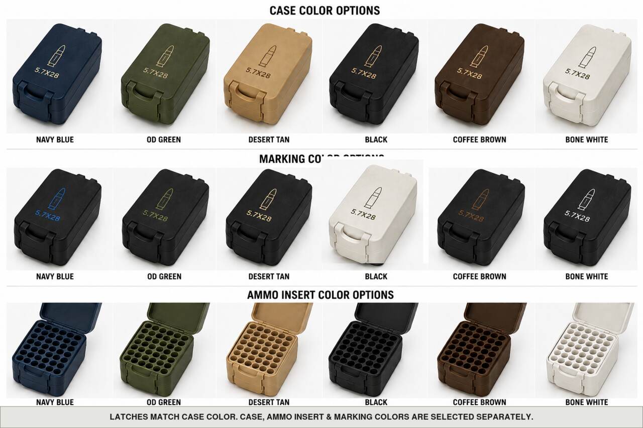 Case, ammo insert, and marking color options for 5.7X28 - 50 Rounds