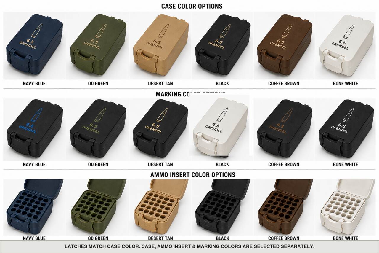 Case, ammo insert, and marking color options for 6.5 Grendel - 100 Rounds