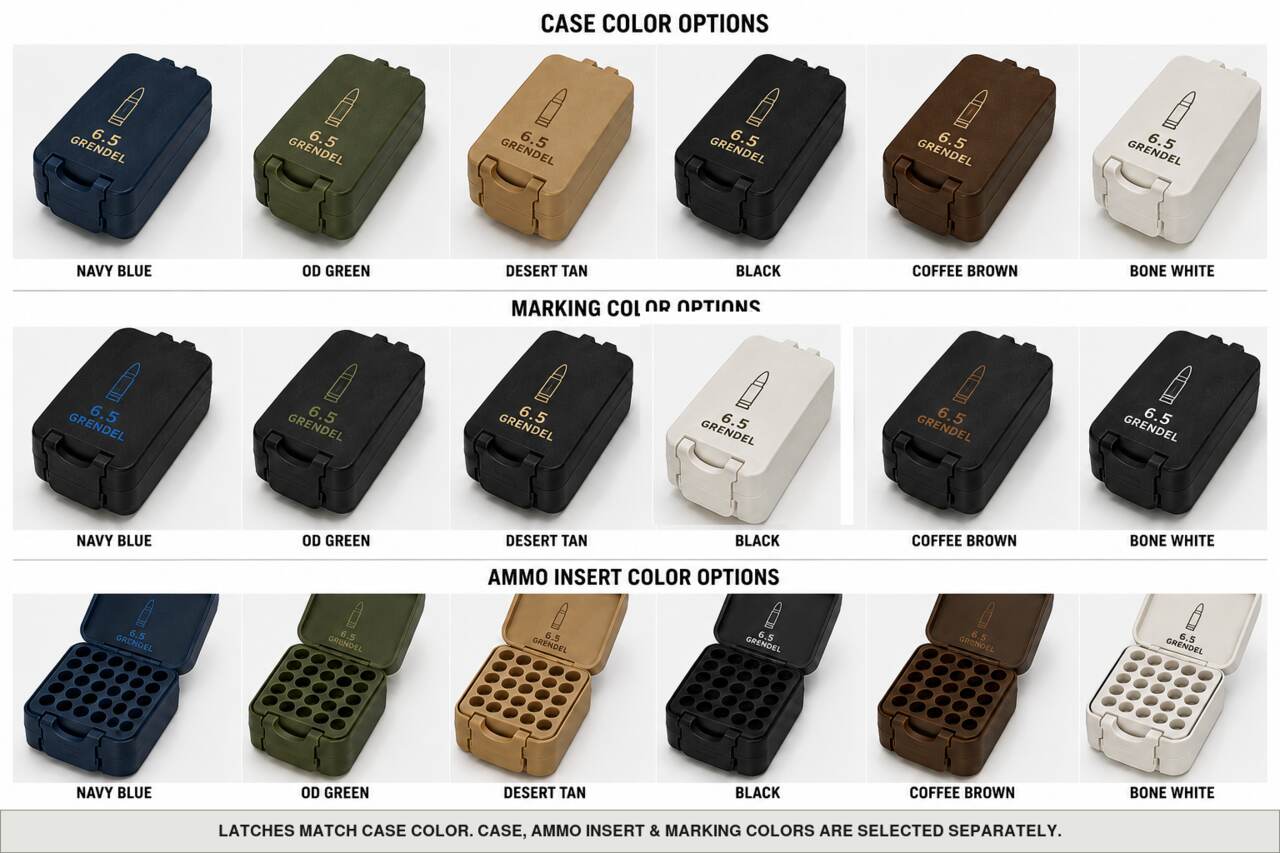 Case, ammo insert, and marking color options for 6.5 Grendel - 50 Rounds