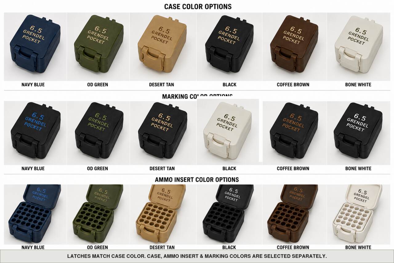 Case, ammo insert, and marking color options for 6.5 Grendel - Pocket - 10 Rounds