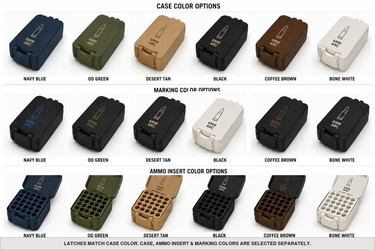 Case, ammo insert, and marking color options for 6Mm Arc - 50 Rounds