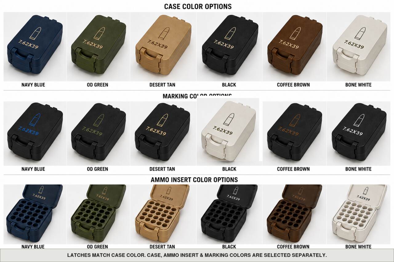 Case, ammo insert, and marking color options for 7.62X39 - 100 Rounds