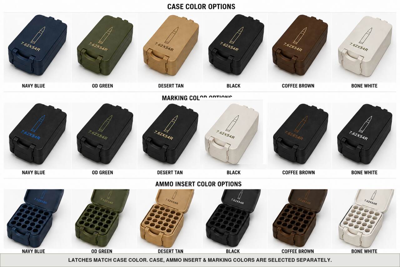 Case, ammo insert, and marking color options for 7.62X54R - 36 Rounds