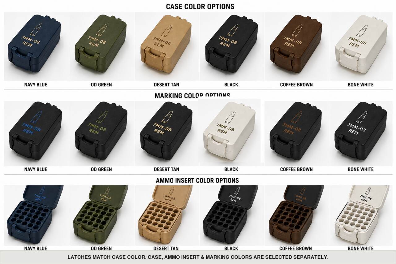 Case, ammo insert, and marking color options for 7Mm-08 Rem - 50 Rounds