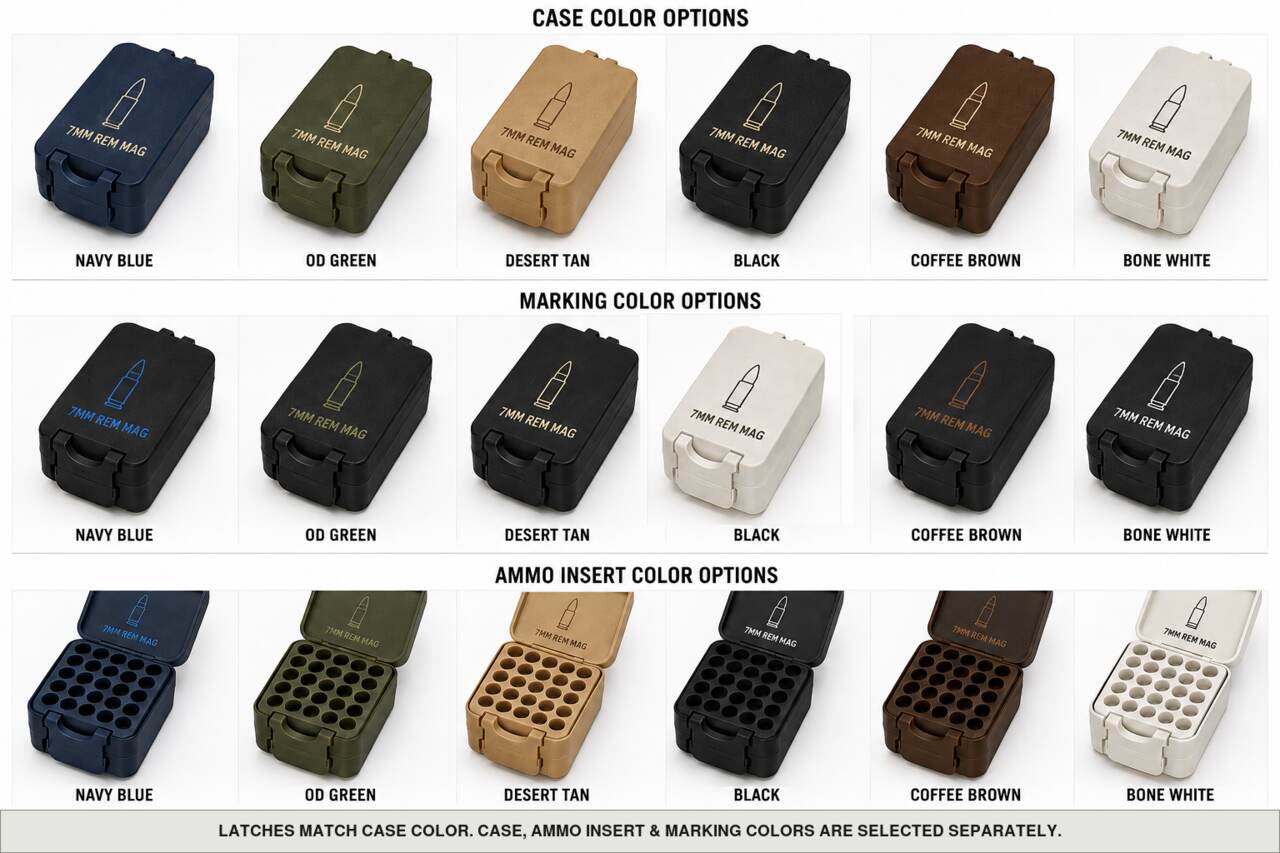 Case, ammo insert, and marking color options for 7Mm Rem Mag - 40 Rounds