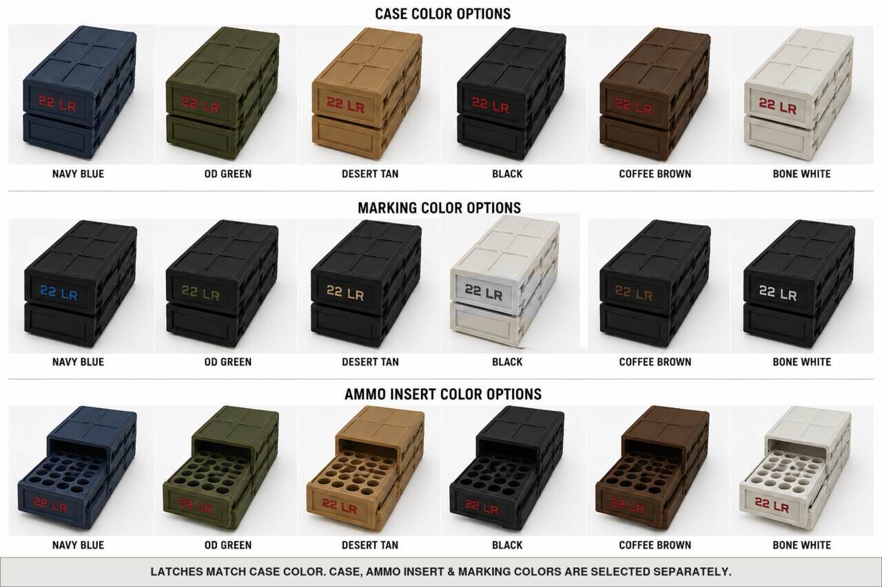 Case, ammo insert, and marking color options for 22 Lr - 210 Rounds
