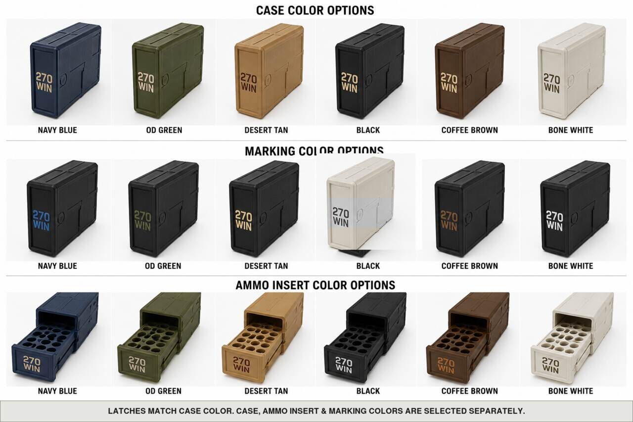 Case, ammo insert, and marking color options for 270 Win - 20 Rounds