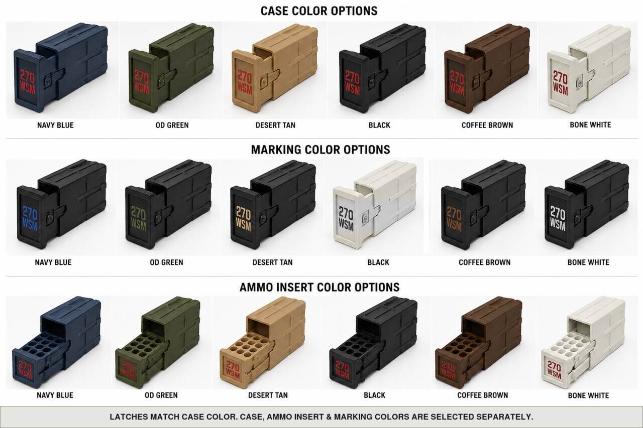 Case, ammo insert, and marking color options for 270 Wsm - 20 Rounds