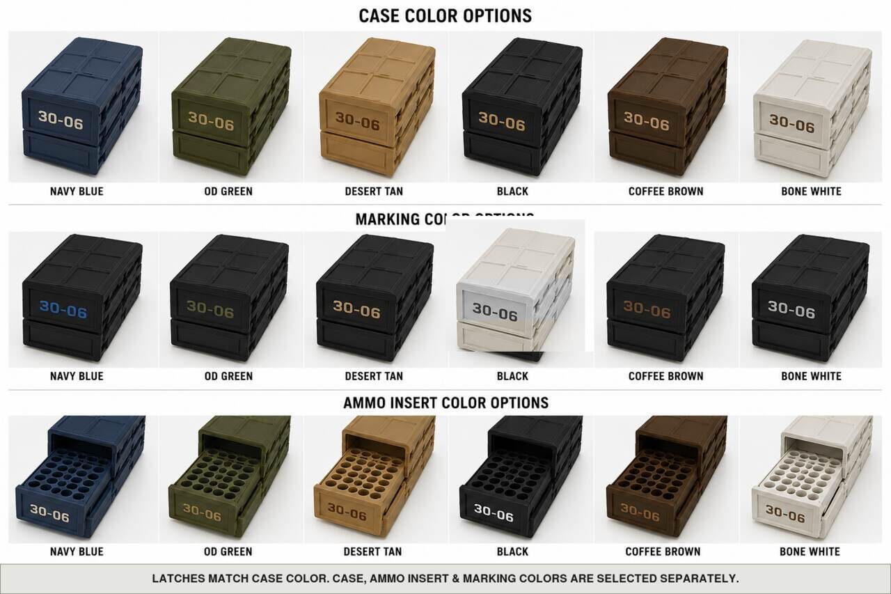 Case, ammo insert, and marking color options for 30-06