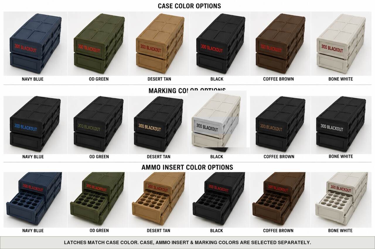 Case, ammo insert, and marking color options for 300 Blackout
