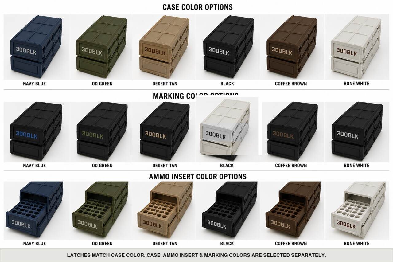 Case, ammo insert, and marking color options for 300Blk - 20 Rounds