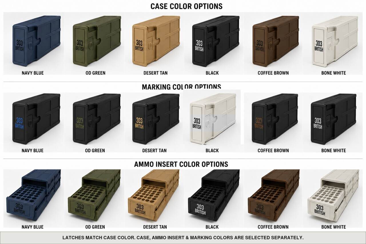 Case, ammo insert, and marking color options for 303 British - 20 Rounds