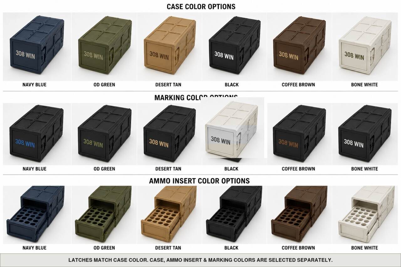 Case, ammo insert, and marking color options for 308 Win - 50 Rounds