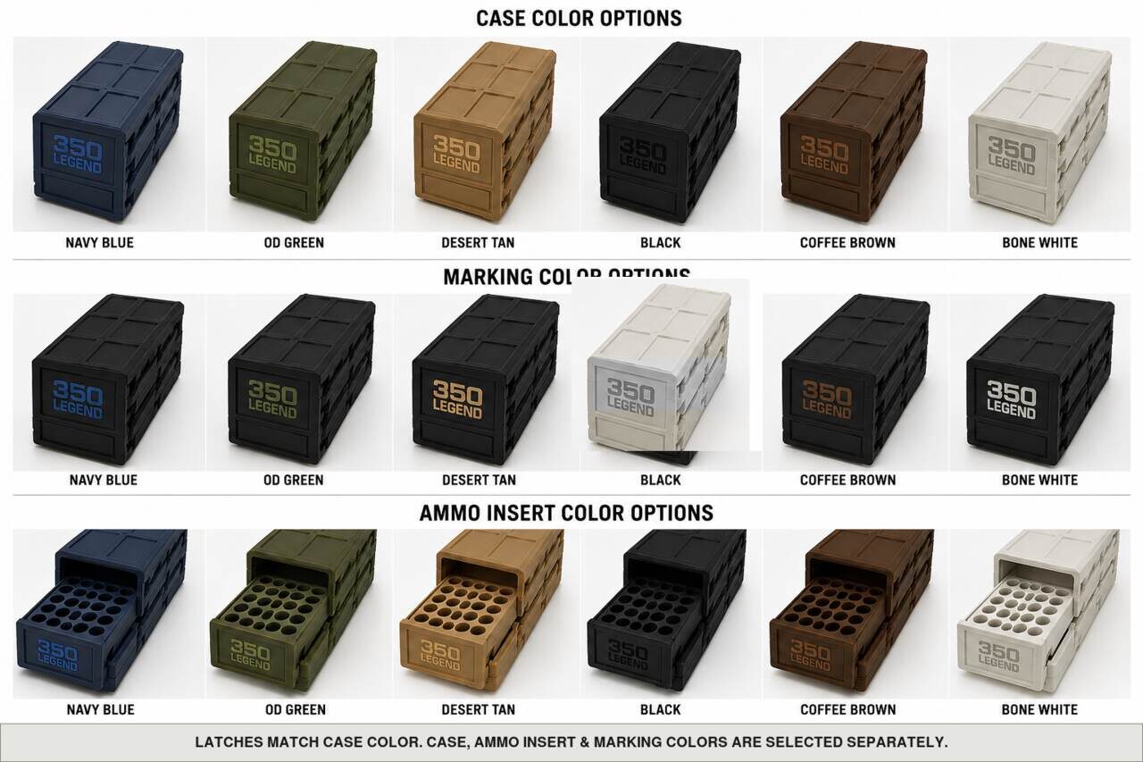 Case, ammo insert, and marking color options for 350 Legend - 20 Rounds