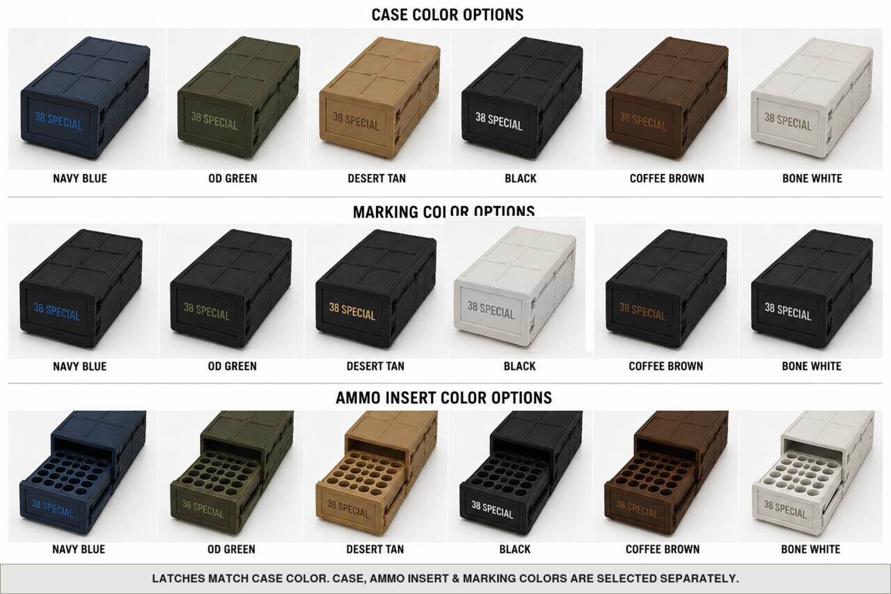 Case, ammo insert, and marking color options for 38 Special
