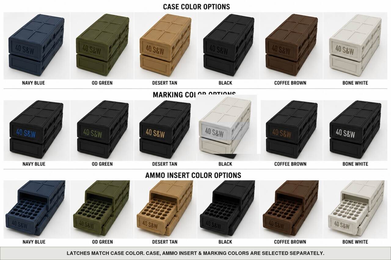 Case, ammo insert, and marking color options for 40 S&W