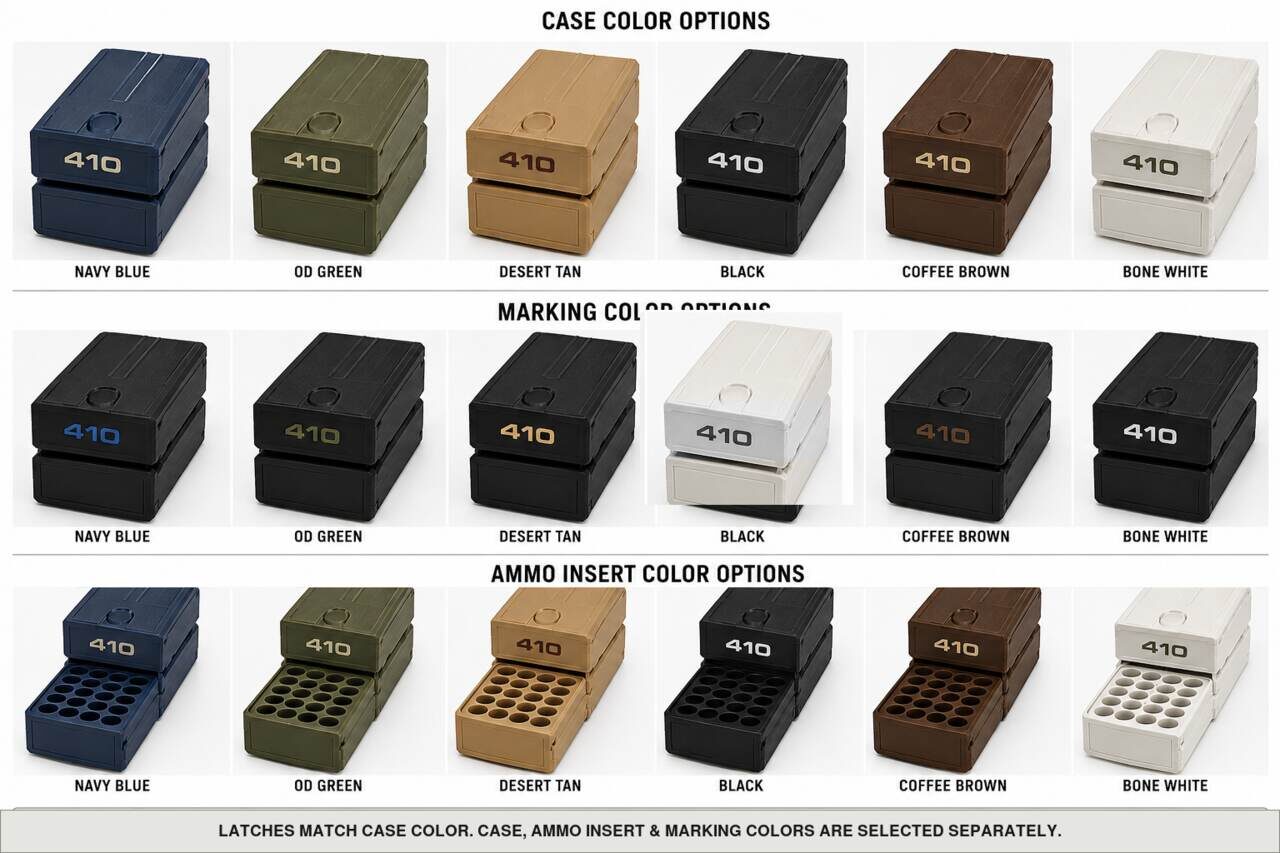 Case, ammo insert, and marking color options for 410 - 5 Rounds