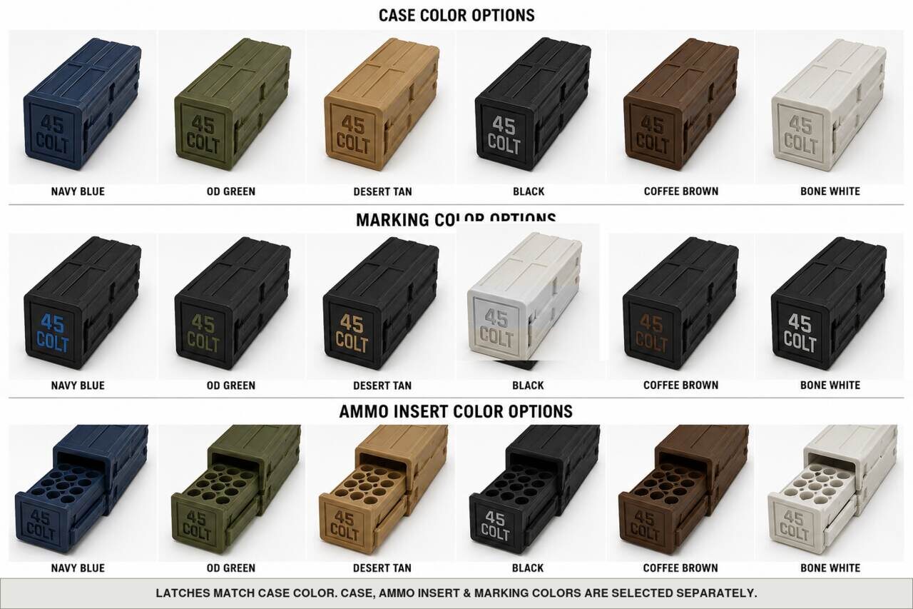 Case, ammo insert, and marking color options for 45 Colt - 20 Rounds