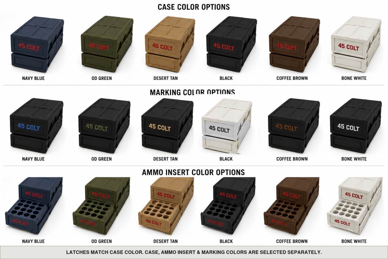 Case, ammo insert, and marking color options for 45 Colt - 50 Rounds