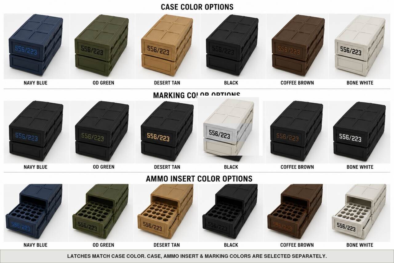 Case, ammo insert, and marking color options for 556/223 - 20 Rounds