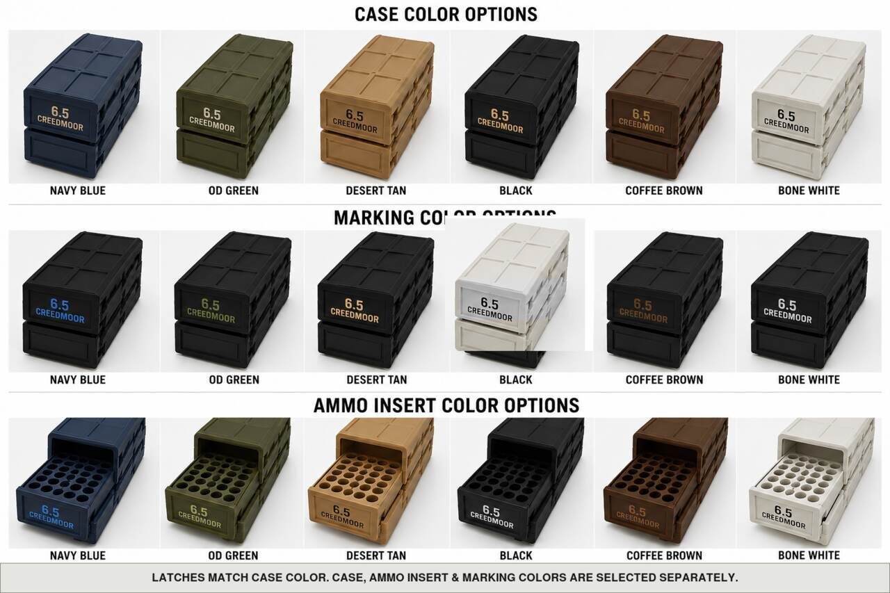 Case, ammo insert, and marking color options for 6.5 Creedmoor - 20 Rounds